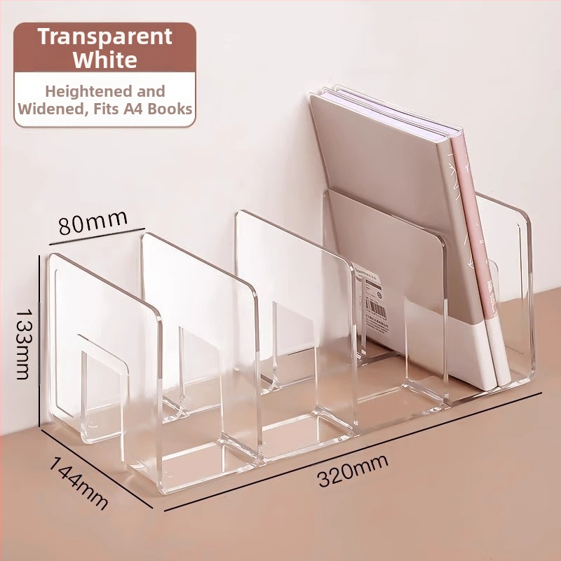 Könyvesállvány, olvasóállvány, könyvcsipesz, asztali könyvespolc, asztali fix könyvtároló állvány, elválasztó, átlátszó akril