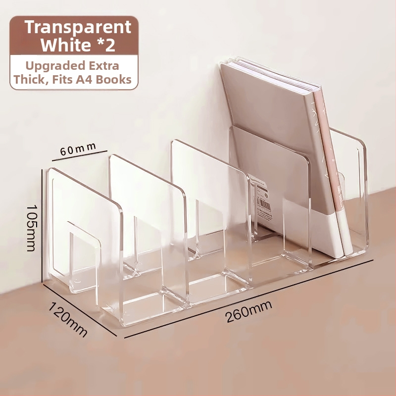 Könyvesállvány, olvasóállvány, könyvcsipesz, asztali könyvespolc, asztali fix könyvtároló állvány, elválasztó, átlátszó akril