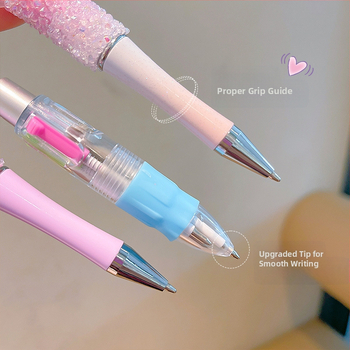 Crystal Flash Diamond Rotating Gel Pen Μαύρο Χαριτωμένο Fantasy Laser Laser Cool Rice Beaded Pen Cartoon