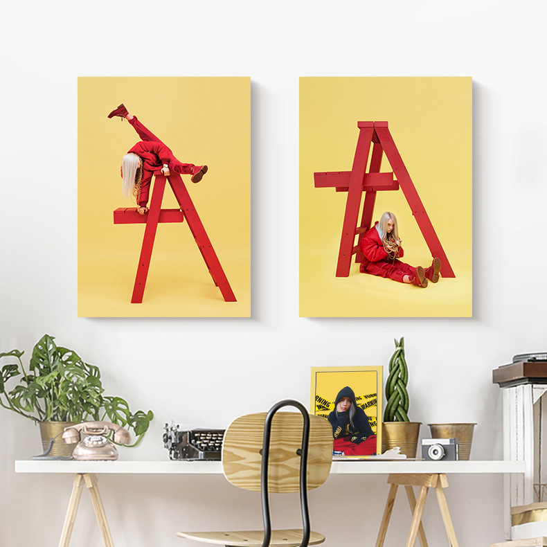 Aliexpressi piiriülene Billie Eilishi kuulsuste plakat, Billie Eilishi Euroopa ja Ameerika tegelaskujude magamistoa ja elutoa seinapilt