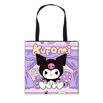 2025 m. Nauja „Kuromi“ animacinių filmukų rankinė mergaitėms, miela didelės talpos poliesterio rankinė, didmeninė prekyba