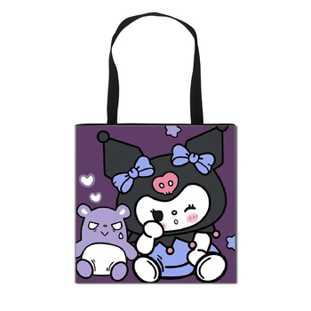 2025 m. Nauja „Kuromi“ animacinių filmukų rankinė mergaitėms, miela didelės talpos poliesterio rankinė, didmeninė prekyba
