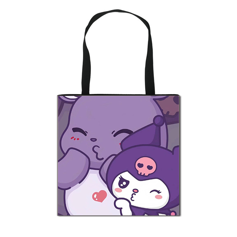 2025 m. Nauja „Kuromi“ animacinių filmukų rankinė mergaitėms, miela didelės talpos poliesterio rankinė, didmeninė prekyba