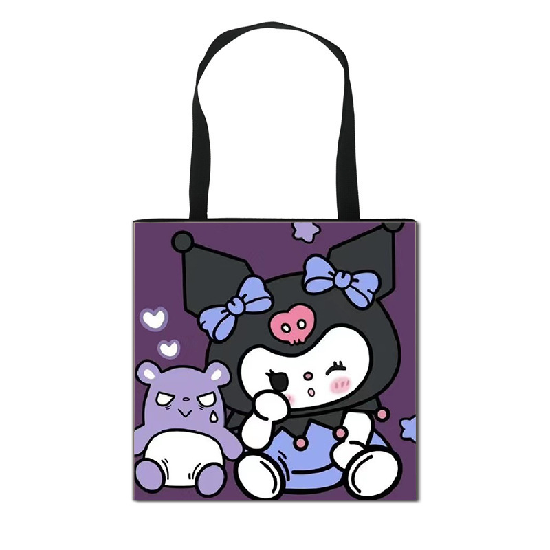 2025 m. Nauja „Kuromi“ animacinių filmukų rankinė mergaitėms, miela didelės talpos poliesterio rankinė, didmeninė prekyba
