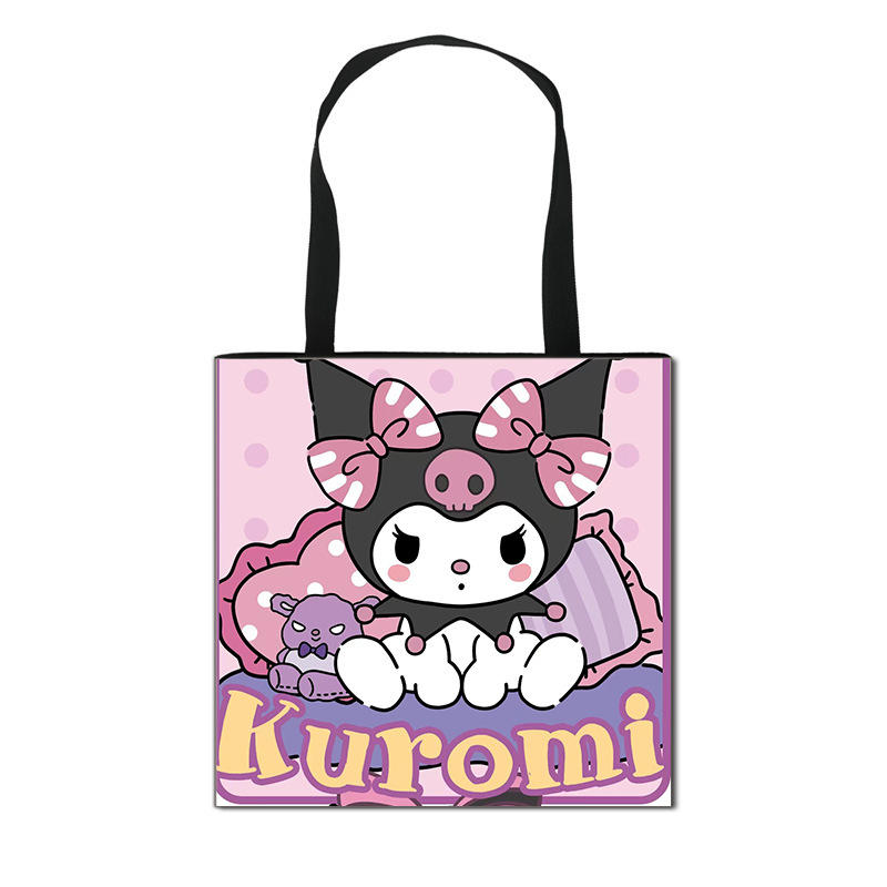 2025 m. Nauja „Kuromi“ animacinių filmukų rankinė mergaitėms, miela didelės talpos poliesterio rankinė, didmeninė prekyba