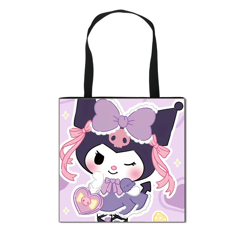 2025 m. Nauja „Kuromi“ animacinių filmukų rankinė mergaitėms, miela didelės talpos poliesterio rankinė, didmeninė prekyba