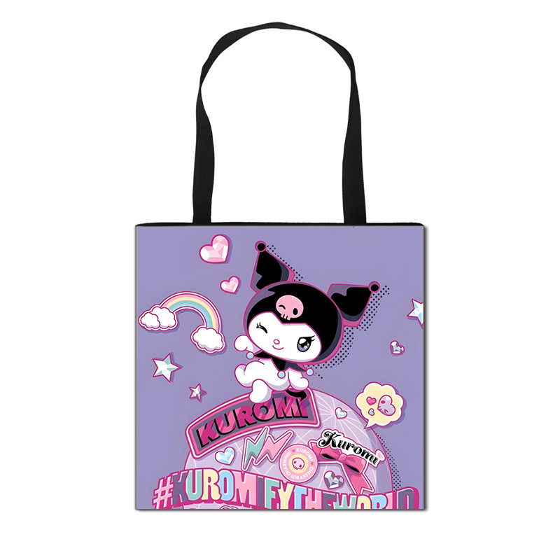 2025 m. Nauja „Kuromi“ animacinių filmukų rankinė mergaitėms, miela didelės talpos poliesterio rankinė, didmeninė prekyba