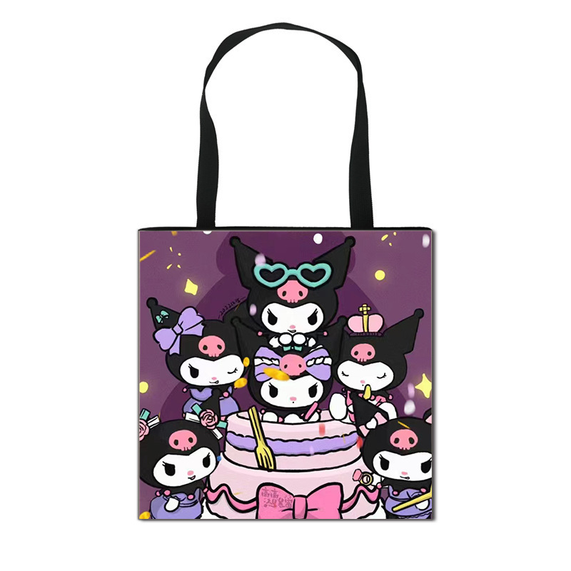 2025 m. Nauja „Kuromi“ animacinių filmukų rankinė mergaitėms, miela didelės talpos poliesterio rankinė, didmeninė prekyba
