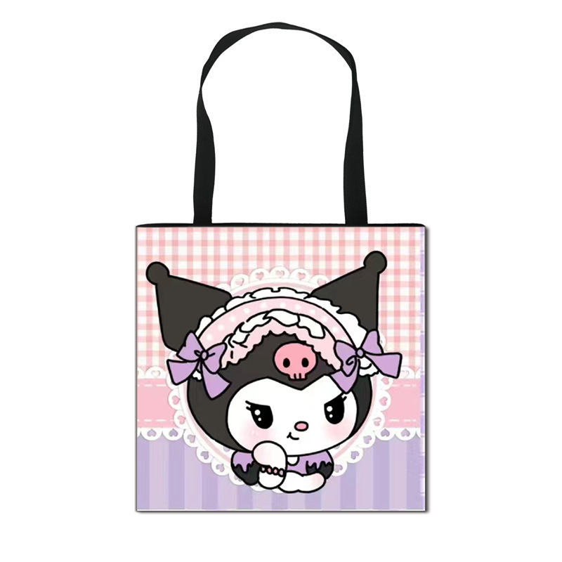 2025 m. Nauja „Kuromi“ animacinių filmukų rankinė mergaitėms, miela didelės talpos poliesterio rankinė, didmeninė prekyba