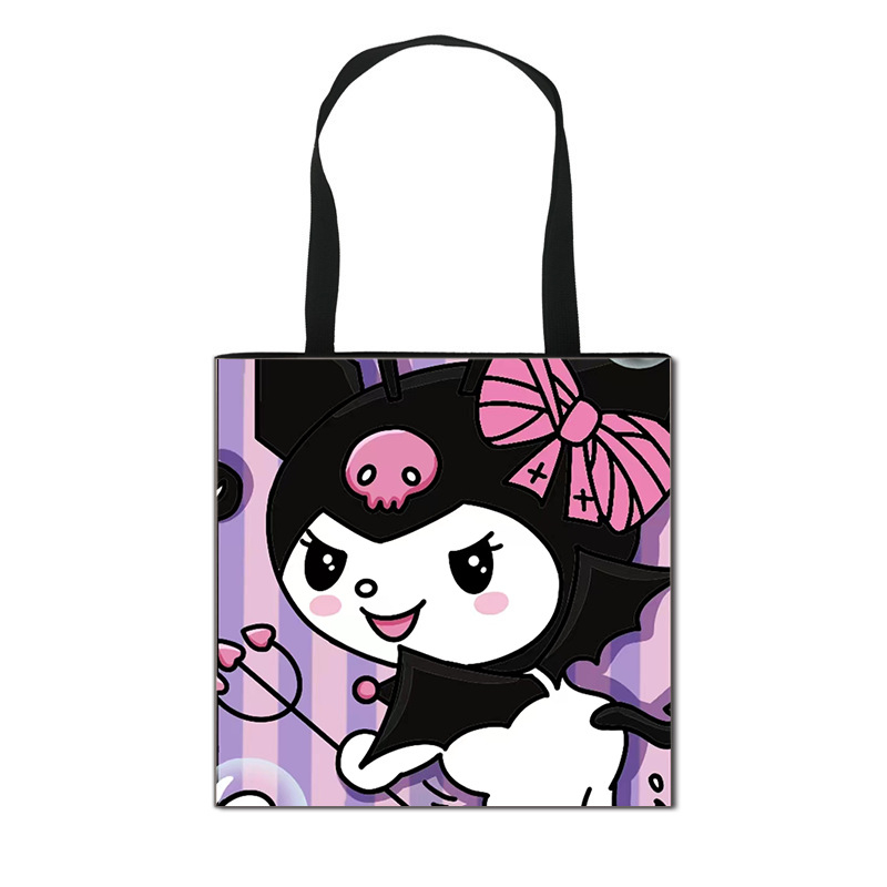 2025 m. Nauja „Kuromi“ animacinių filmukų rankinė mergaitėms, miela didelės talpos poliesterio rankinė, didmeninė prekyba