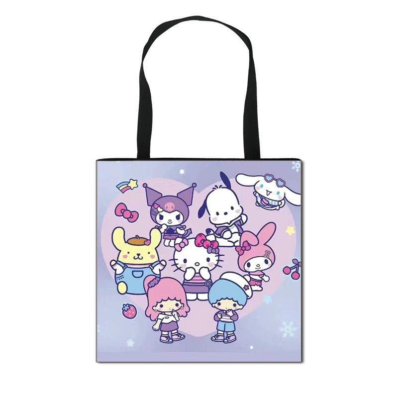 2025 m. Nauja „Kuromi“ animacinių filmukų rankinė mergaitėms, miela didelės talpos poliesterio rankinė, didmeninė prekyba