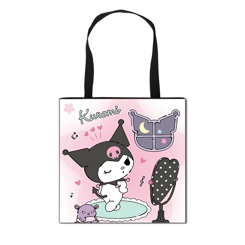 2025 m. Nauja „Kuromi“ animacinių filmukų rankinė mergaitėms, miela didelės talpos poliesterio rankinė, didmeninė prekyba