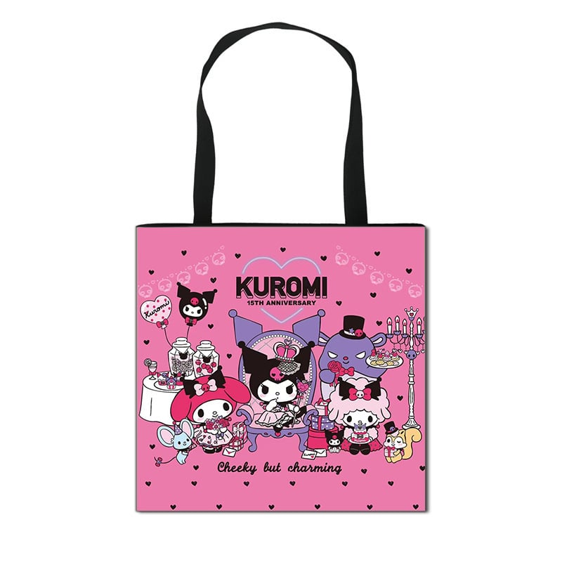 2025 m. Nauja „Kuromi“ animacinių filmukų rankinė mergaitėms, miela didelės talpos poliesterio rankinė, didmeninė prekyba