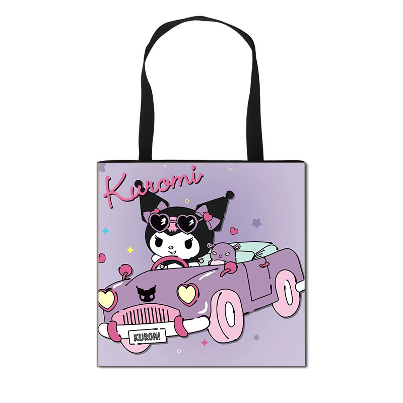 2025 m. Nauja „Kuromi“ animacinių filmukų rankinė mergaitėms, miela didelės talpos poliesterio rankinė, didmeninė prekyba
