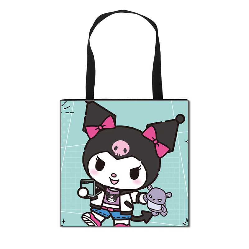 2025 m. Nauja „Kuromi“ animacinių filmukų rankinė mergaitėms, miela didelės talpos poliesterio rankinė, didmeninė prekyba