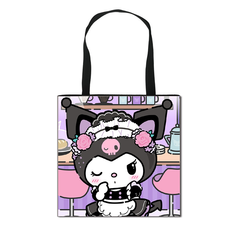 2025 m. Nauja „Kuromi“ animacinių filmukų rankinė mergaitėms, miela didelės talpos poliesterio rankinė, didmeninė prekyba