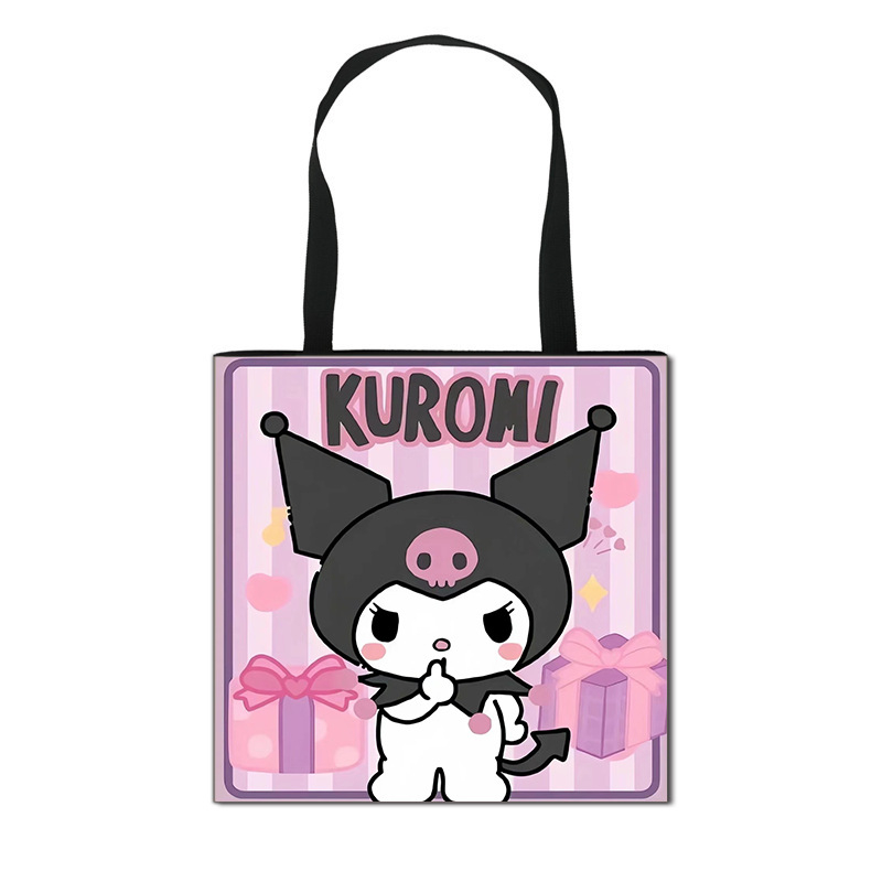 2025 m. Nauja „Kuromi“ animacinių filmukų rankinė mergaitėms, miela didelės talpos poliesterio rankinė, didmeninė prekyba