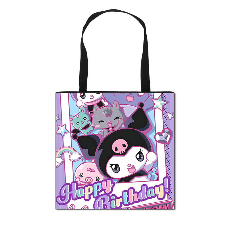 2025 m. Nauja „Kuromi“ animacinių filmukų rankinė mergaitėms, miela didelės talpos poliesterio rankinė, didmeninė prekyba