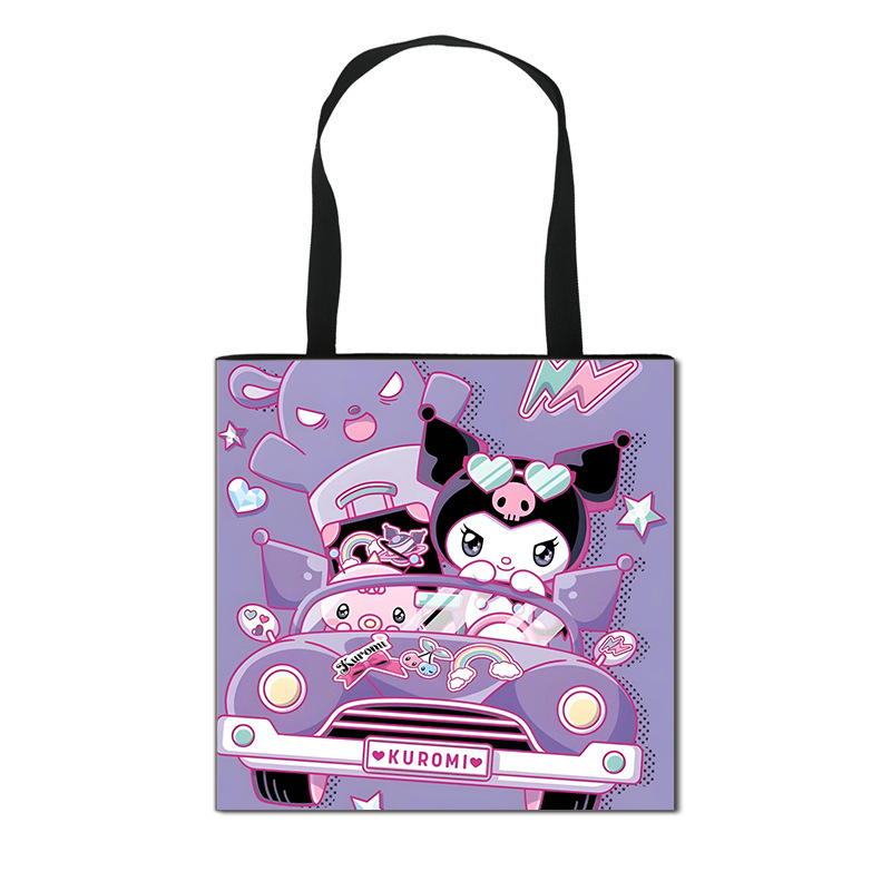 2025 m. Nauja „Kuromi“ animacinių filmukų rankinė mergaitėms, miela didelės talpos poliesterio rankinė, didmeninė prekyba