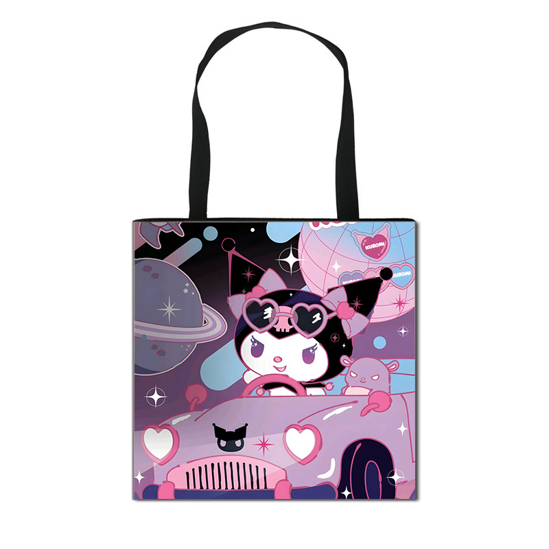 2025 m. Nauja „Kuromi“ animacinių filmukų rankinė mergaitėms, miela didelės talpos poliesterio rankinė, didmeninė prekyba
