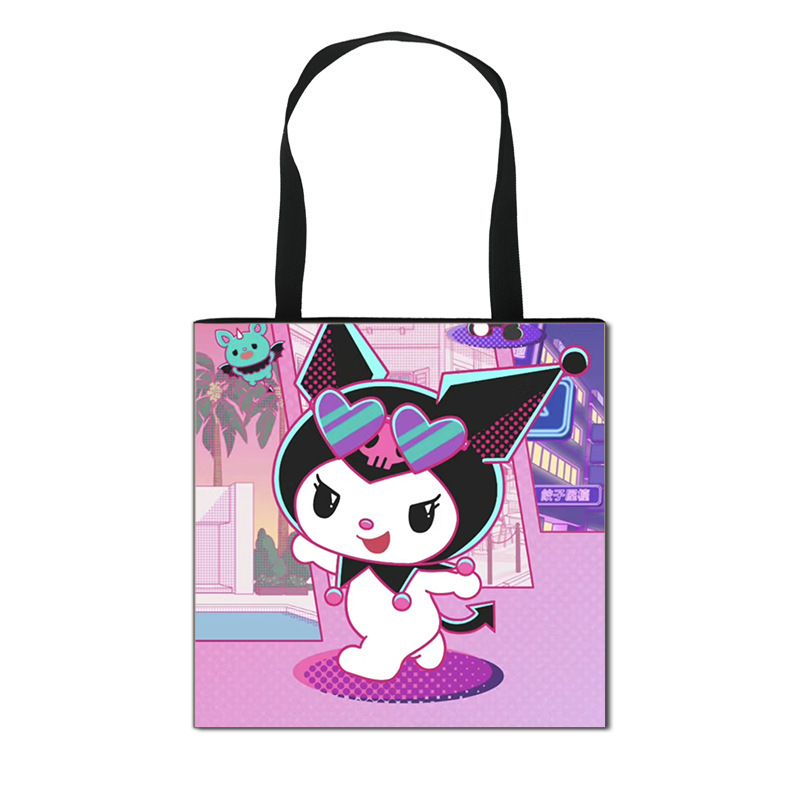 2025 m. Nauja „Kuromi“ animacinių filmukų rankinė mergaitėms, miela didelės talpos poliesterio rankinė, didmeninė prekyba