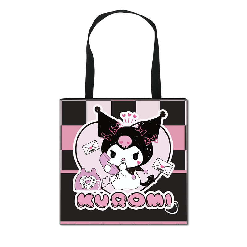 2025 m. Nauja „Kuromi“ animacinių filmukų rankinė mergaitėms, miela didelės talpos poliesterio rankinė, didmeninė prekyba