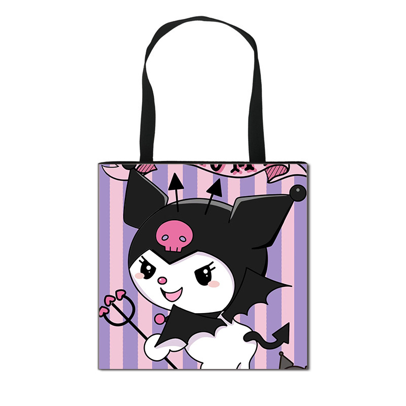 2025 m. Nauja „Kuromi“ animacinių filmukų rankinė mergaitėms, miela didelės talpos poliesterio rankinė, didmeninė prekyba