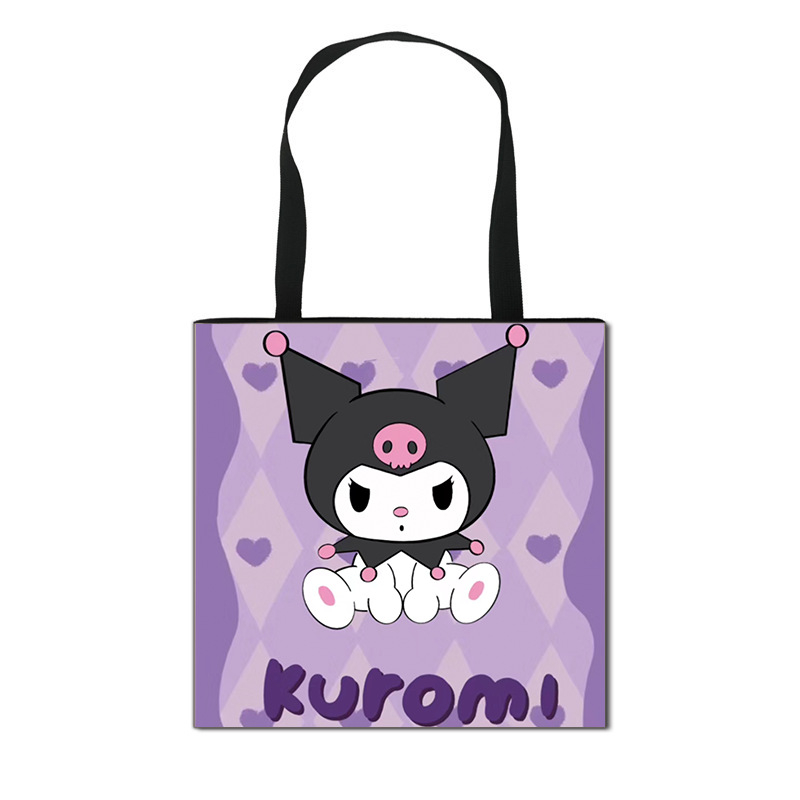 2025 m. Nauja „Kuromi“ animacinių filmukų rankinė mergaitėms, miela didelės talpos poliesterio rankinė, didmeninė prekyba