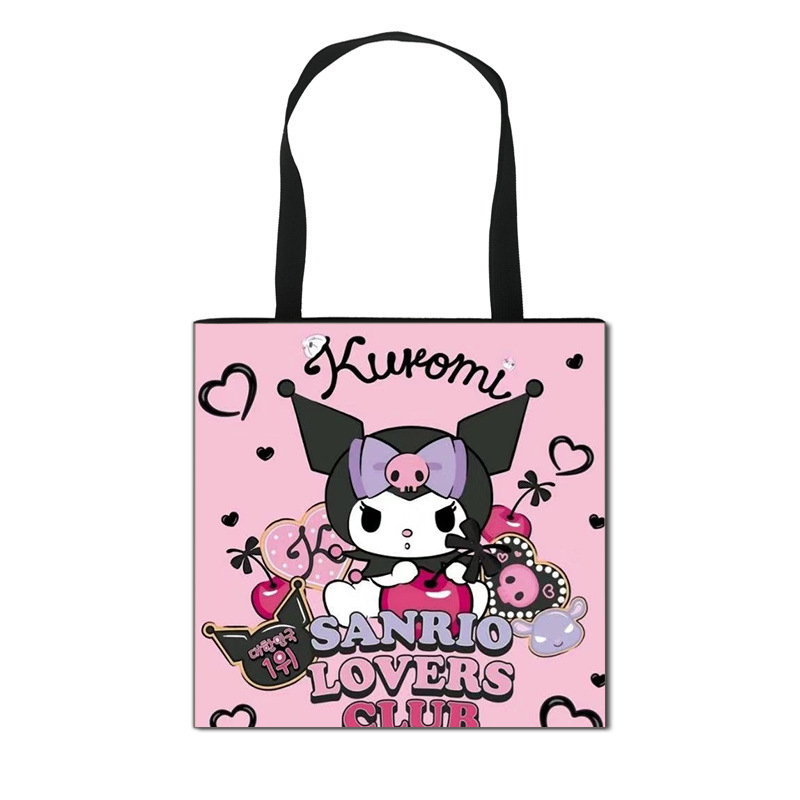 2025 m. Nauja „Kuromi“ animacinių filmukų rankinė mergaitėms, miela didelės talpos poliesterio rankinė, didmeninė prekyba