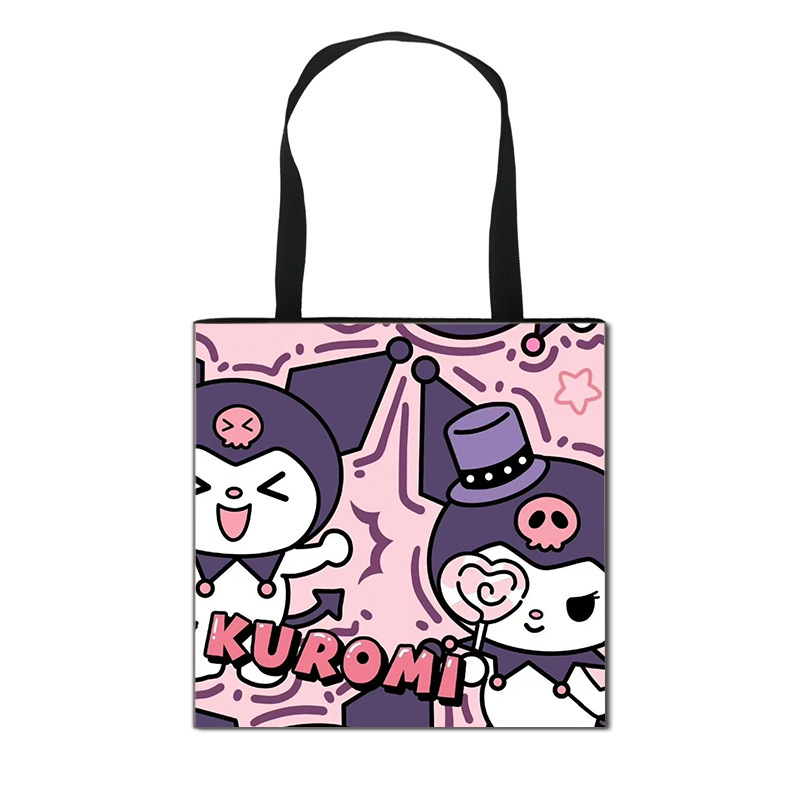 2025 m. Nauja „Kuromi“ animacinių filmukų rankinė mergaitėms, miela didelės talpos poliesterio rankinė, didmeninė prekyba