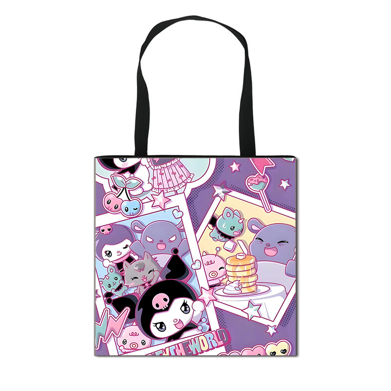 2025 m. Nauja „Kuromi“ animacinių filmukų rankinė mergaitėms, miela didelės talpos poliesterio rankinė, didmeninė prekyba