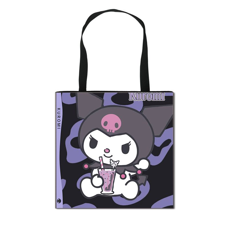 2025 m. Nauja „Kuromi“ animacinių filmukų rankinė mergaitėms, miela didelės talpos poliesterio rankinė, didmeninė prekyba