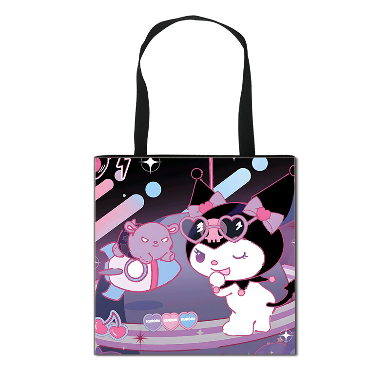 2025 m. Nauja „Kuromi“ animacinių filmukų rankinė mergaitėms, miela didelės talpos poliesterio rankinė, didmeninė prekyba