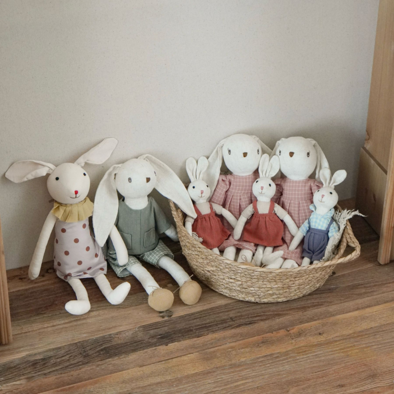 Dāņu auduma dzīvnieku lelle radošai mazuļa miega lellei, bērnu rotaļu rotaļlieta dzimšanas dienas dāvanai