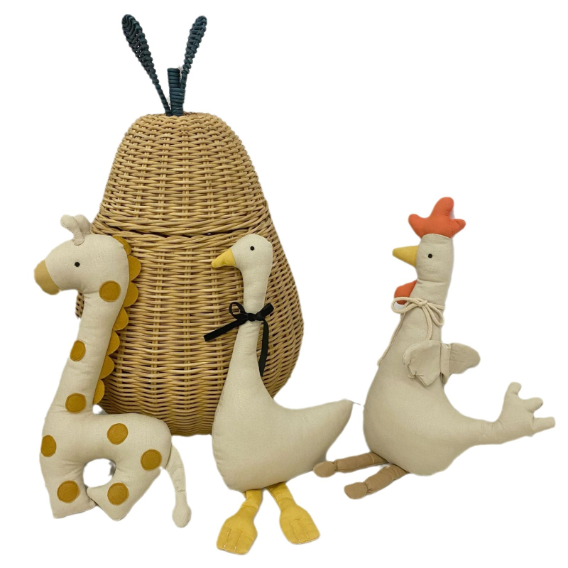 Dāņu auduma dzīvnieku lelle radošai mazuļa miega lellei, bērnu rotaļu rotaļlieta dzimšanas dienas dāvanai