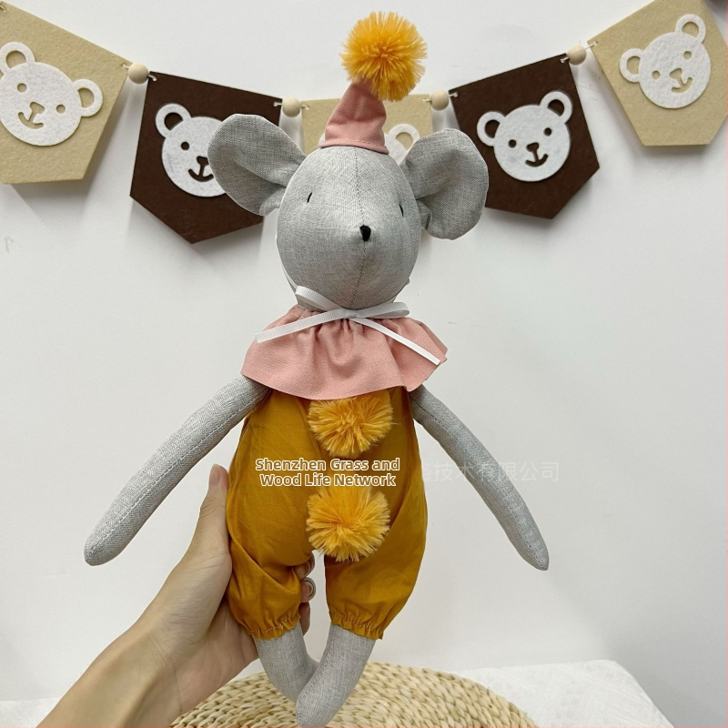 Dāņu auduma dzīvnieku lelle radošai mazuļa miega lellei, bērnu rotaļu rotaļlieta dzimšanas dienas dāvanai