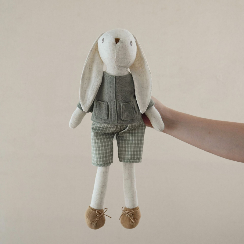 Dāņu auduma dzīvnieku lelle radošai mazuļa miega lellei, bērnu rotaļu rotaļlieta dzimšanas dienas dāvanai