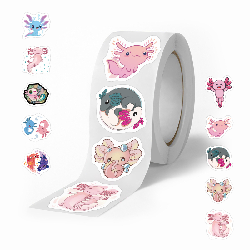 500 kleebist/rull, mitu koomiksiloomaga rullikleebist, armsad loomad, laste isetegemise rula-pagasi käsikleebised