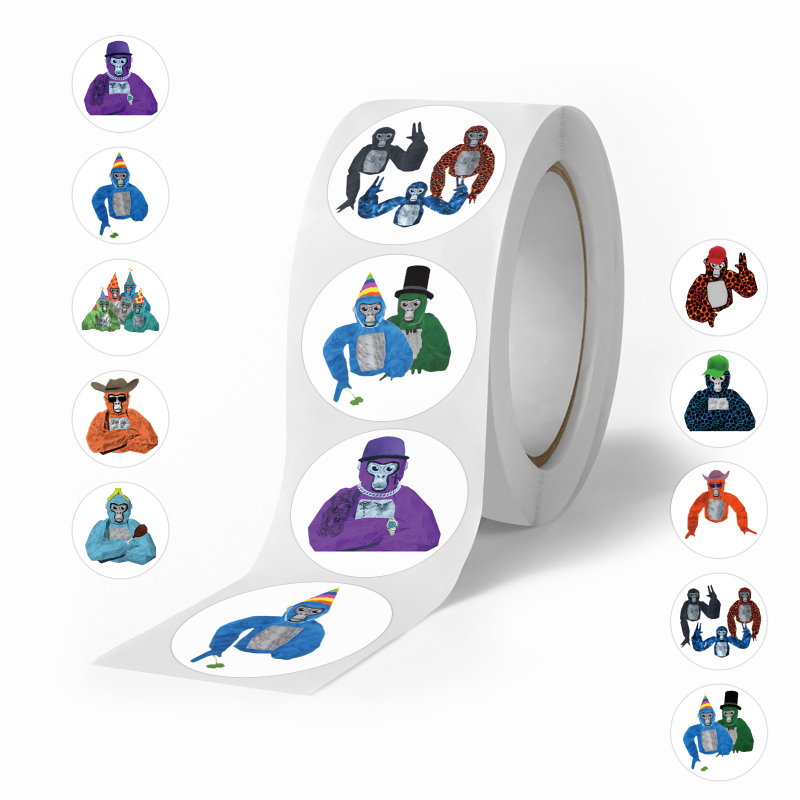 500 kleebist/rull, mitu koomiksiloomaga rullikleebist, armsad loomad, laste isetegemise rula-pagasi käsikleebised