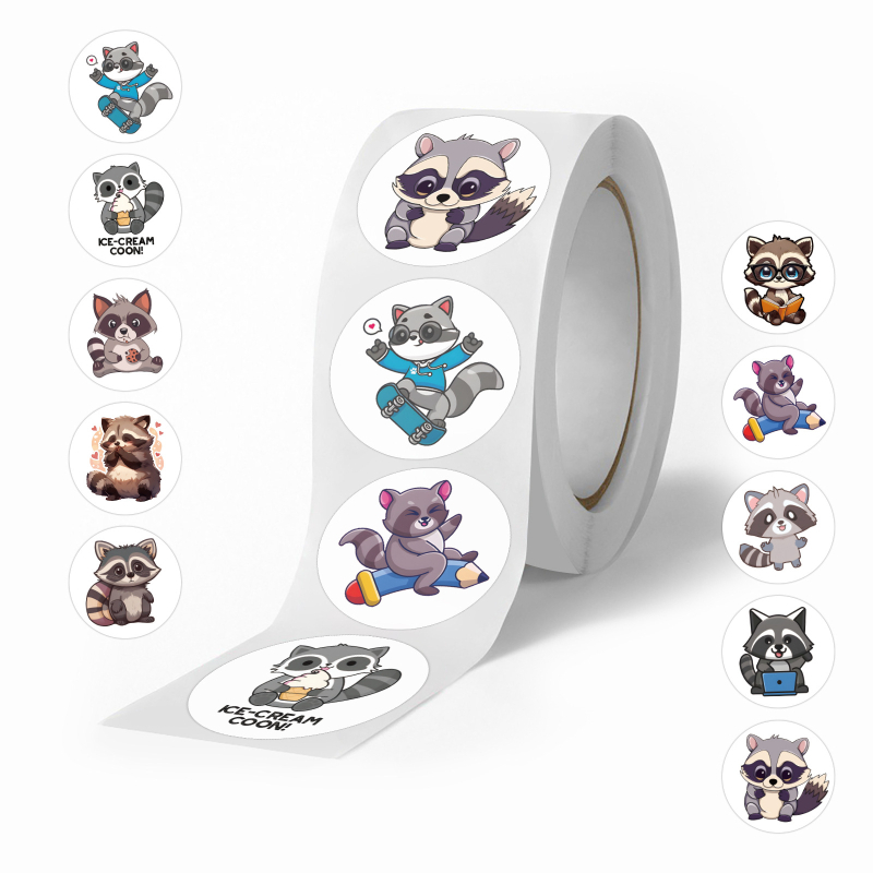 500 kleebist/rull, mitu koomiksiloomaga rullikleebist, armsad loomad, laste isetegemise rula-pagasi käsikleebised