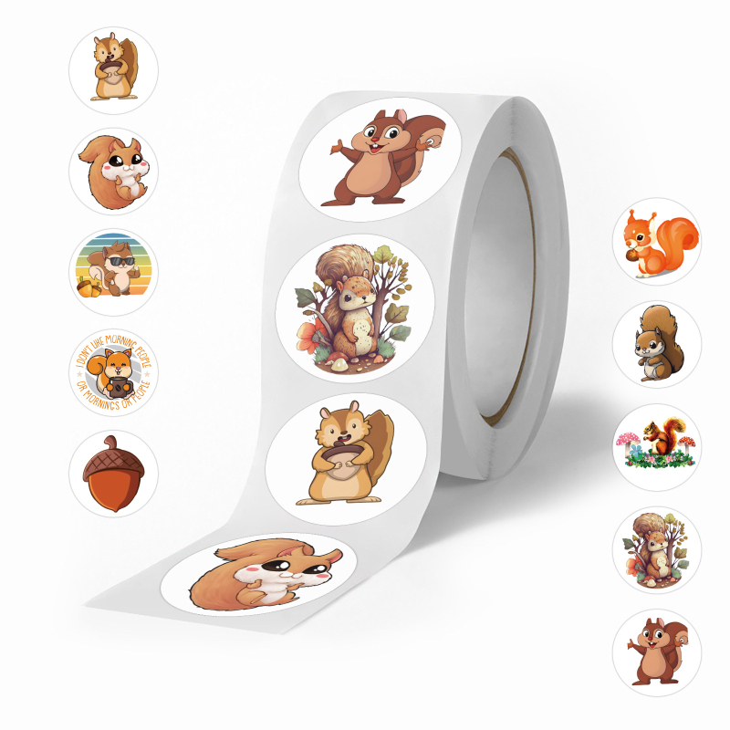 500 kleebist/rull, mitu koomiksiloomaga rullikleebist, armsad loomad, laste isetegemise rula-pagasi käsikleebised