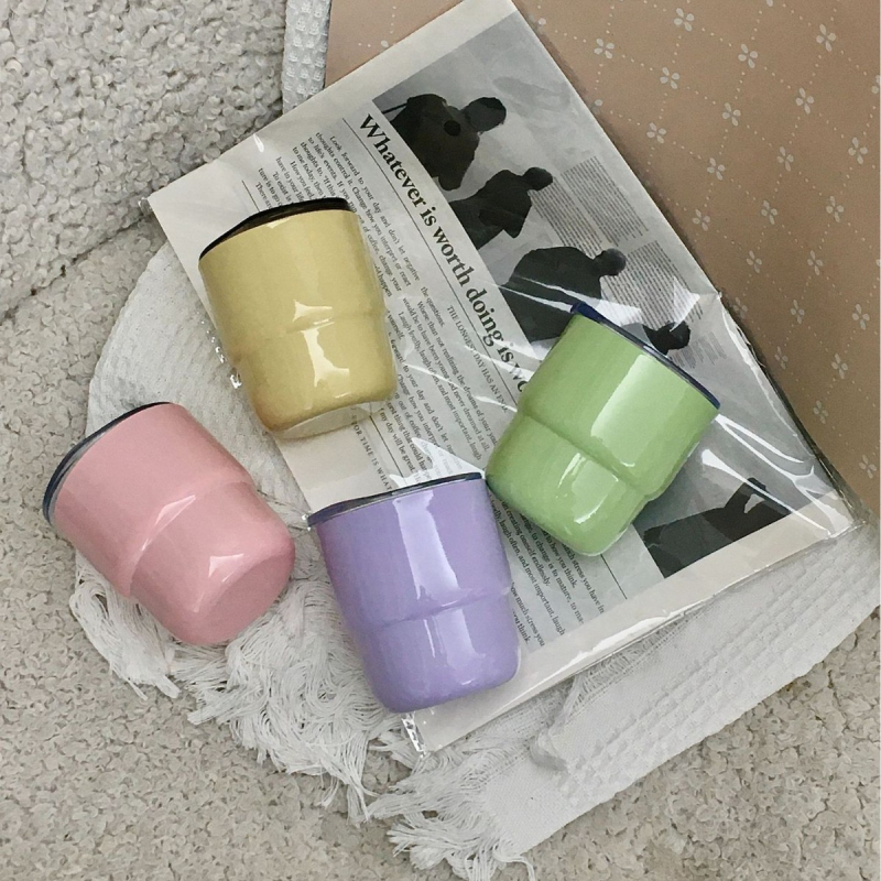 Užsienio prekybos tiekimas 304 nerūdijančio plieno laiptelių puodelis spalvotas sulčių kavos puodelis lauko dvigubai izoliuotas burnos puodelis