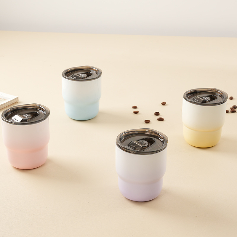 Užsienio prekybos tiekimas 304 nerūdijančio plieno laiptelių puodelis spalvotas sulčių kavos puodelis lauko dvigubai izoliuotas burnos puodelis