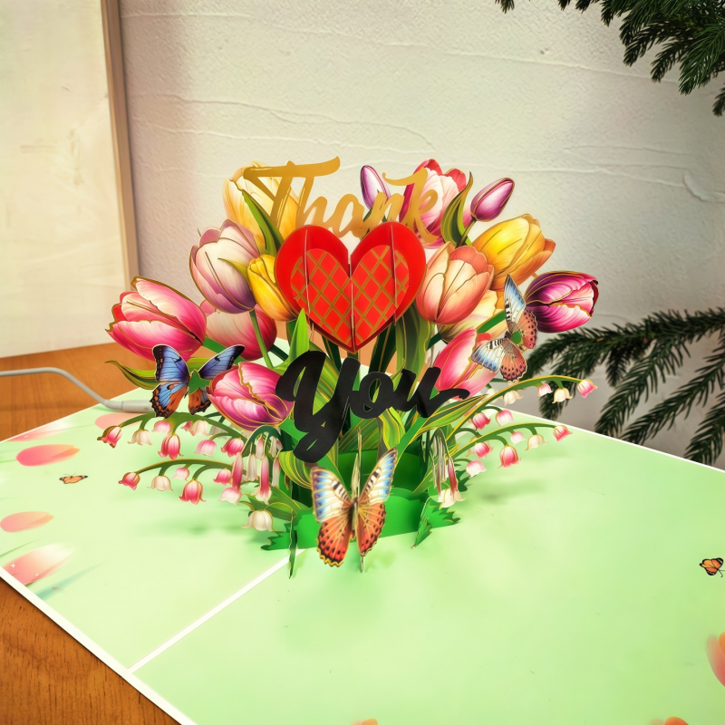 Sünnipäeva õnnitluskaart tuule, liblikate tantsu, päevalille, kõrge sensatsiooniga 3D uus valentinipäeva kolmemõõtmeline kaart loominguline käsitöö isetegemine