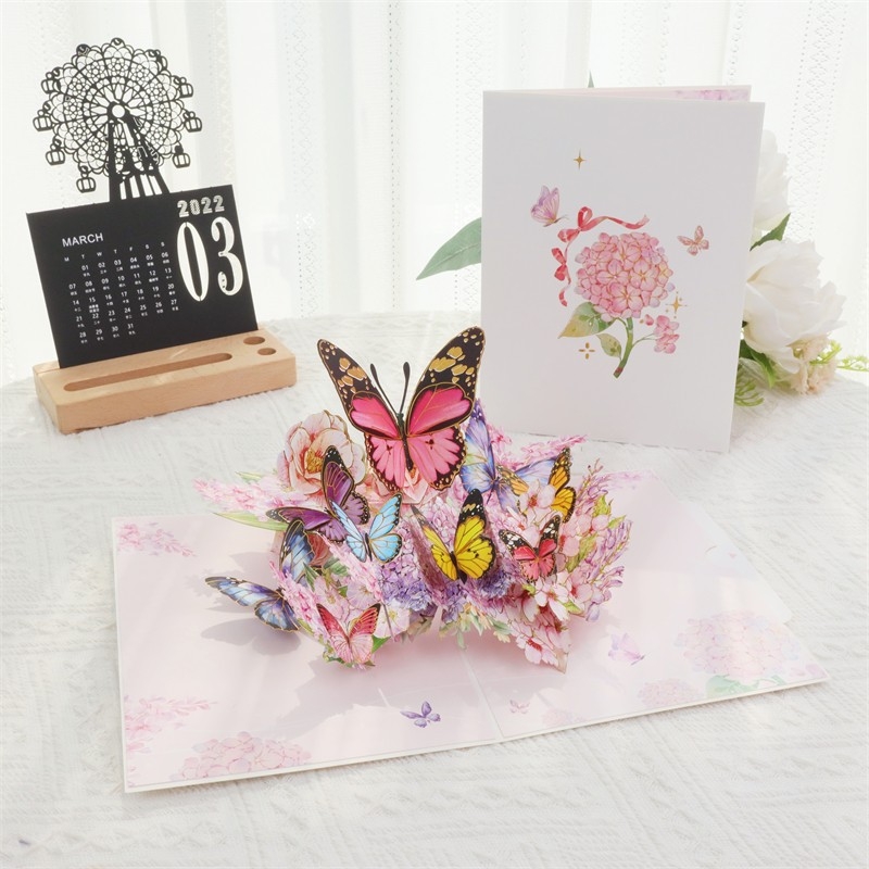 Sünnipäeva õnnitluskaart tuule, liblikate tantsu, päevalille, kõrge sensatsiooniga 3D uus valentinipäeva kolmemõõtmeline kaart loominguline käsitöö isetegemine
