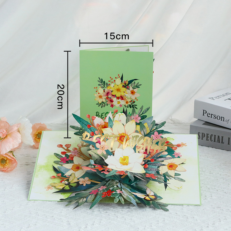 Sünnipäeva õnnitluskaart tuule, liblikate tantsu, päevalille, kõrge sensatsiooniga 3D uus valentinipäeva kolmemõõtmeline kaart loominguline käsitöö isetegemine