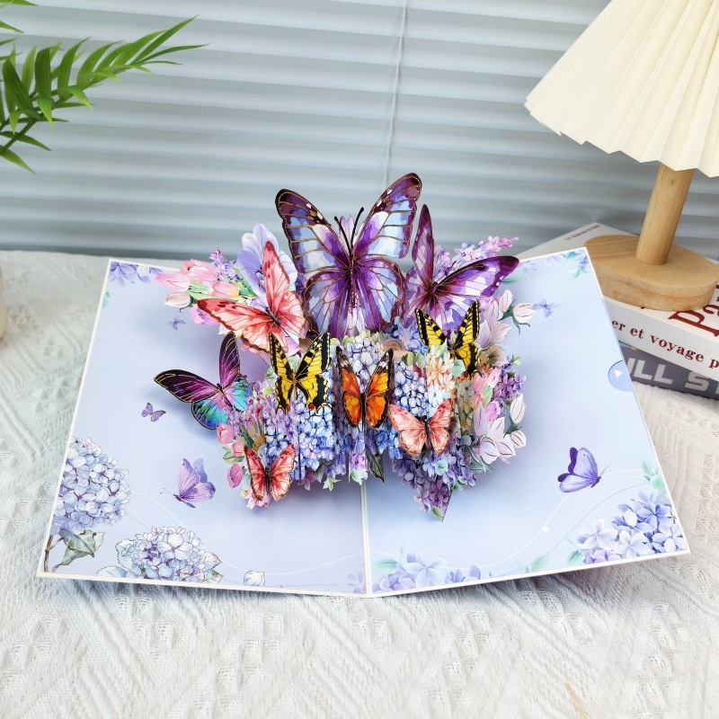 Sünnipäeva õnnitluskaart tuule, liblikate tantsu, päevalille, kõrge sensatsiooniga 3D uus valentinipäeva kolmemõõtmeline kaart loominguline käsitöö isetegemine