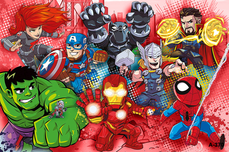 Tarpvalstybinis animacinis filmas „Žmogus-voras“ ir magiški herojai fone, audinio fotografija, vaikų gimtadienio šventės dekoravimo reklaminė juosta