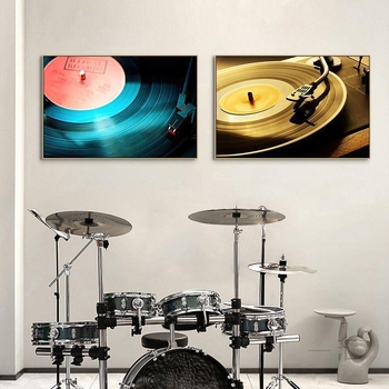 Декоративна картина с винилова плоча, индустриален стил, бар, музика, ресторант, висяща картина, прозрачен бар, кафене, нощен клуб, пеещ диск, стенопис