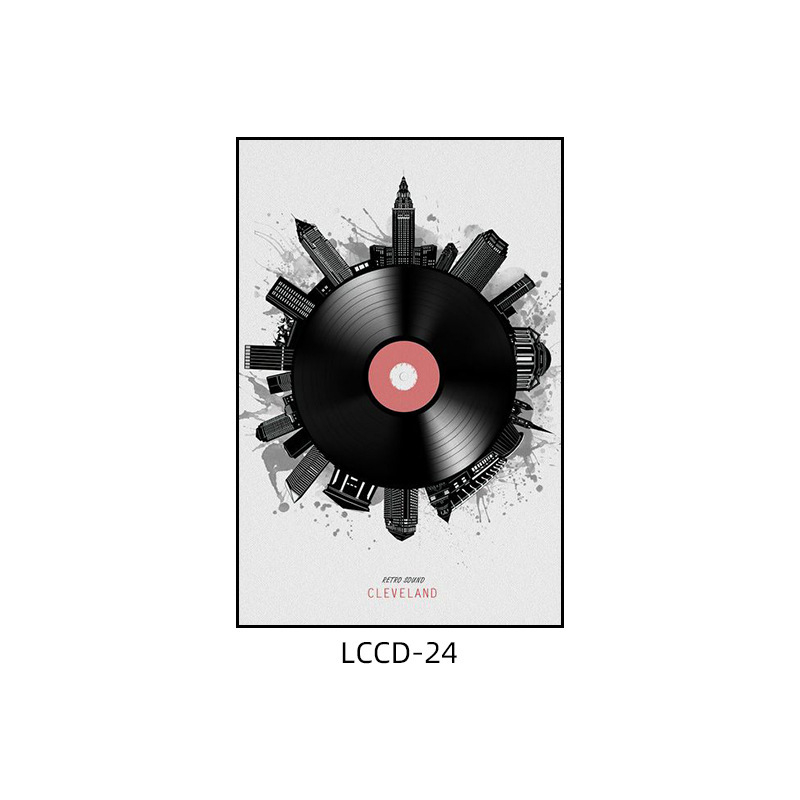 Декоративна картина с винилова плоча, индустриален стил, бар, музика, ресторант, висяща картина, прозрачен бар, кафене, нощен клуб, пеещ диск, стенопис